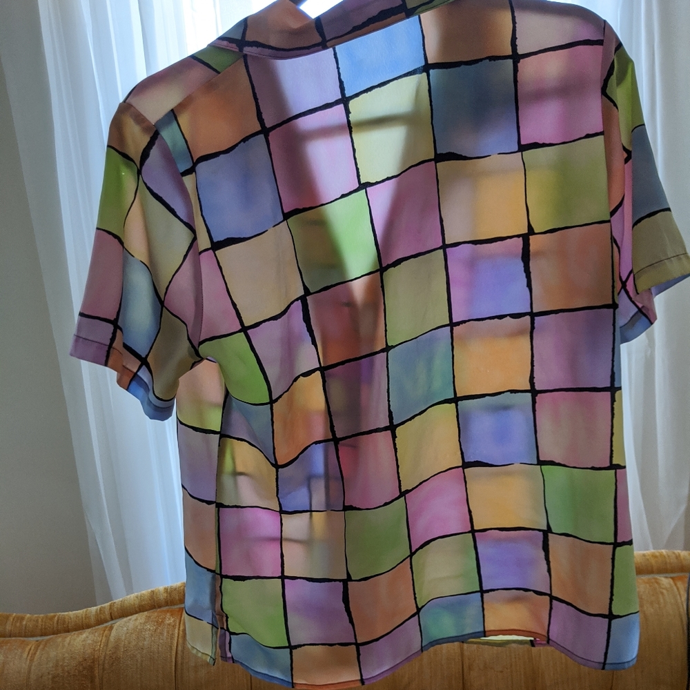 Rainbow Collar Button Down Blouse - image 3